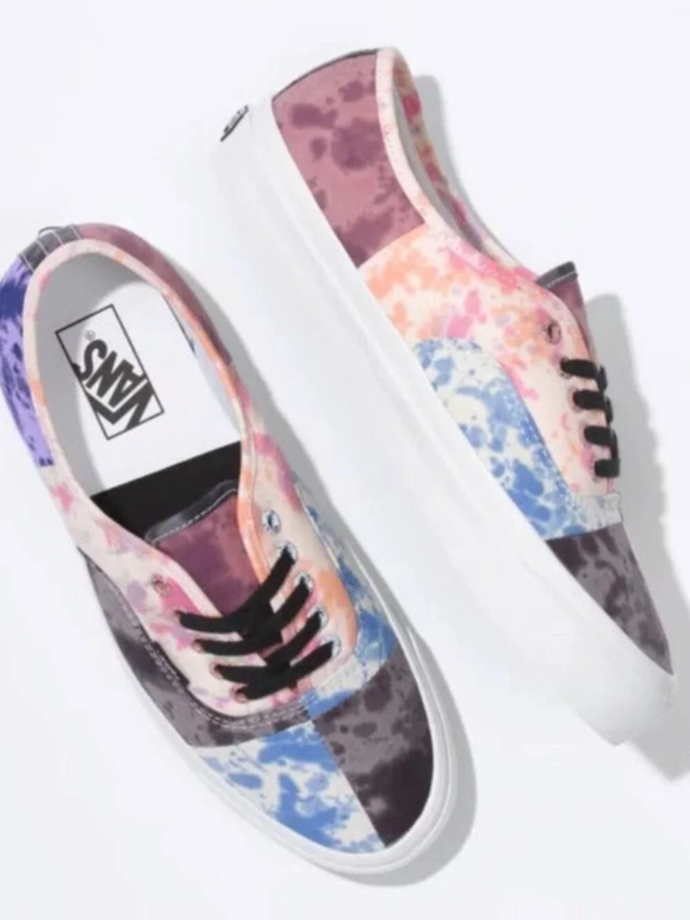 Vans Authentic 44 DX Tie Dye Sneakers Anaheim Factory Low Top Patchwork Size 6.5