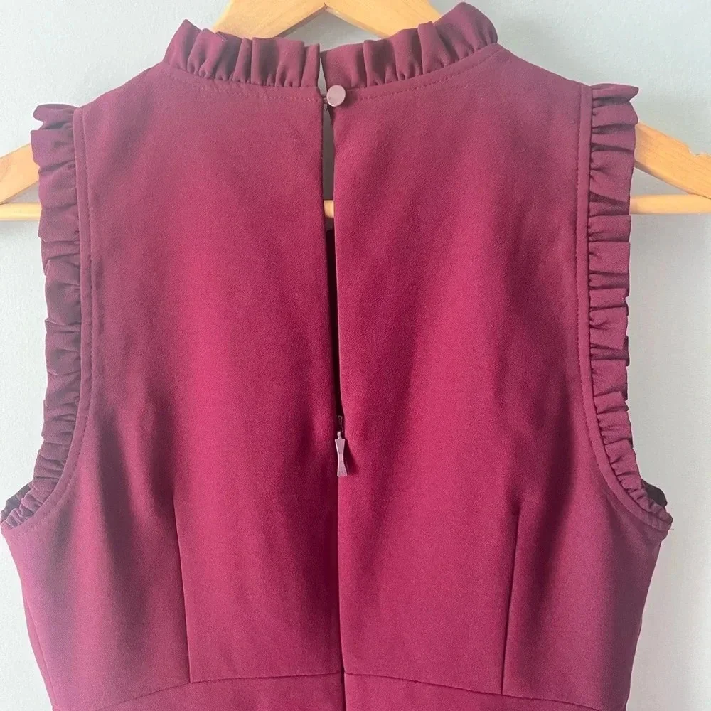 Kate Spade Burgundy Ruffle Fit And Flare Dress