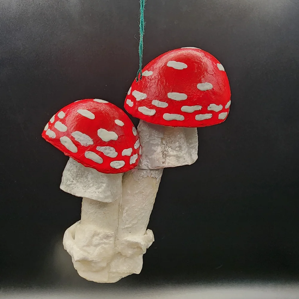Hand Crafted Red and White Mushroom Decor Ornament