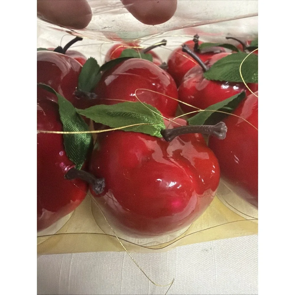 Vintage Michaels Red Apple Christmas Ornaments Set of 12 Faux Fruit Decor 1995