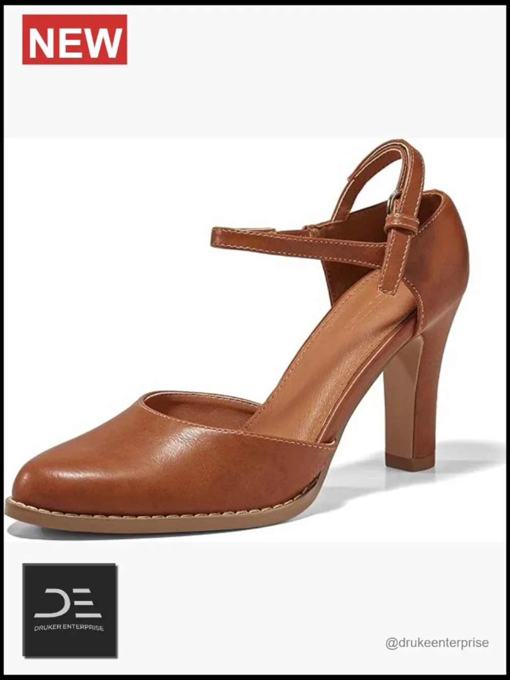 Chunky High Heel Pointed Toe Ankle Strap Pumps D'Orsay Dress Party Shoes