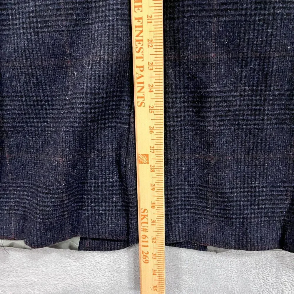 VTG Nordstrom J&F Blazer Men 42R 100% Wool Sport Coat‎ Plaid Navy