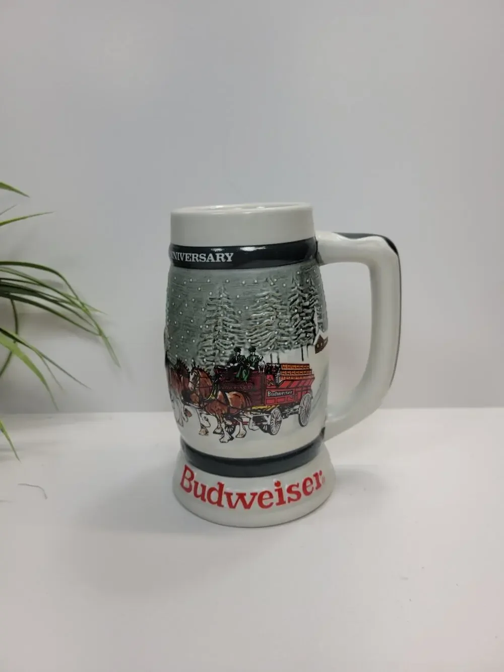 1982 Budweiser Holiday Beer Stein Clydesdales 50th Anniversary 1933-1983