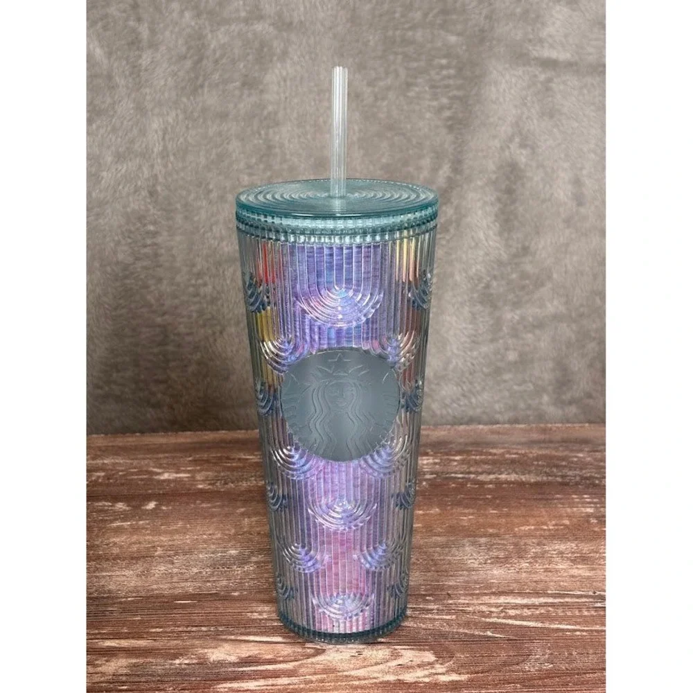 Starbucks 2022 Iridescent Holographic Mermaid Scales Venti Cold Cup Tumbler 24oz