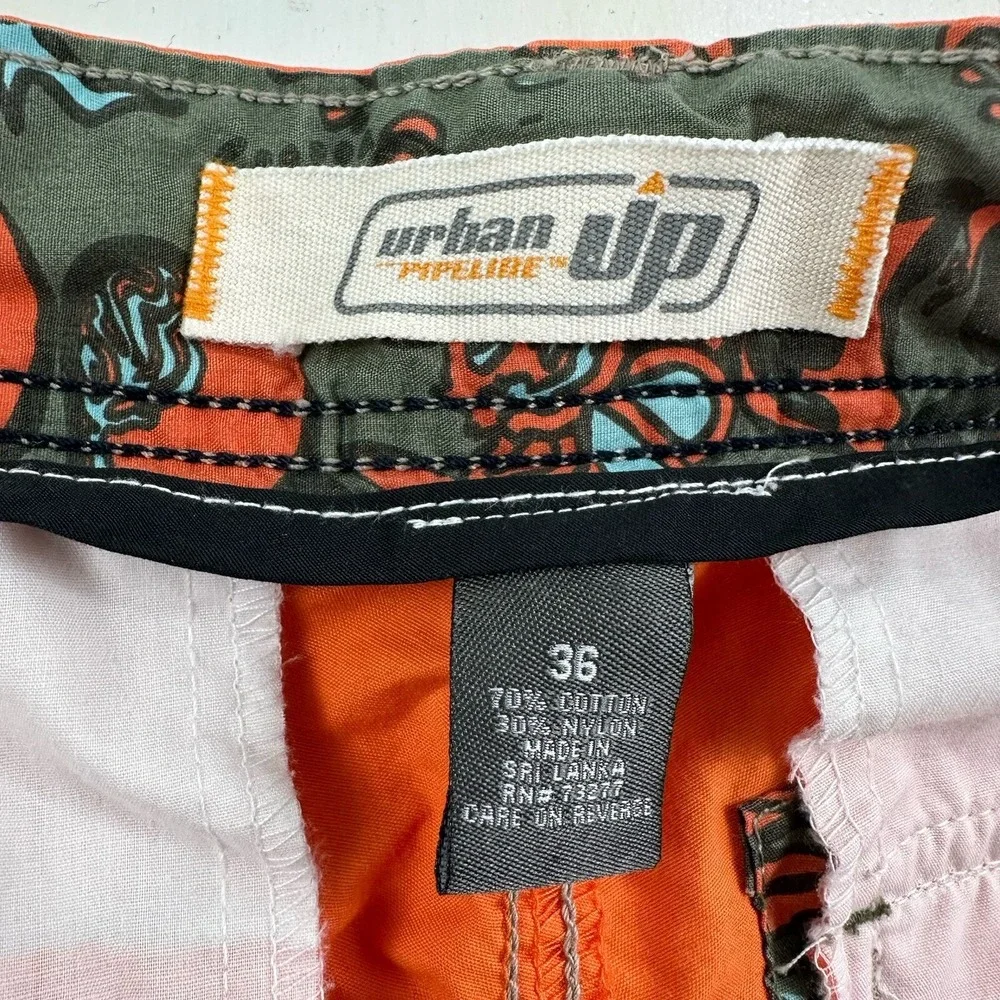 Urban Pipeline‎ Men Cargo Shorts Actual 33 x 10 Orange Hiking Skater Paratrooper
