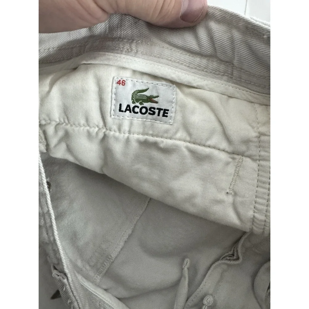 Lacoste Men's Khaki Chino Shorts Size Us 36 EU 46 Logo Vintage Fast Shipping