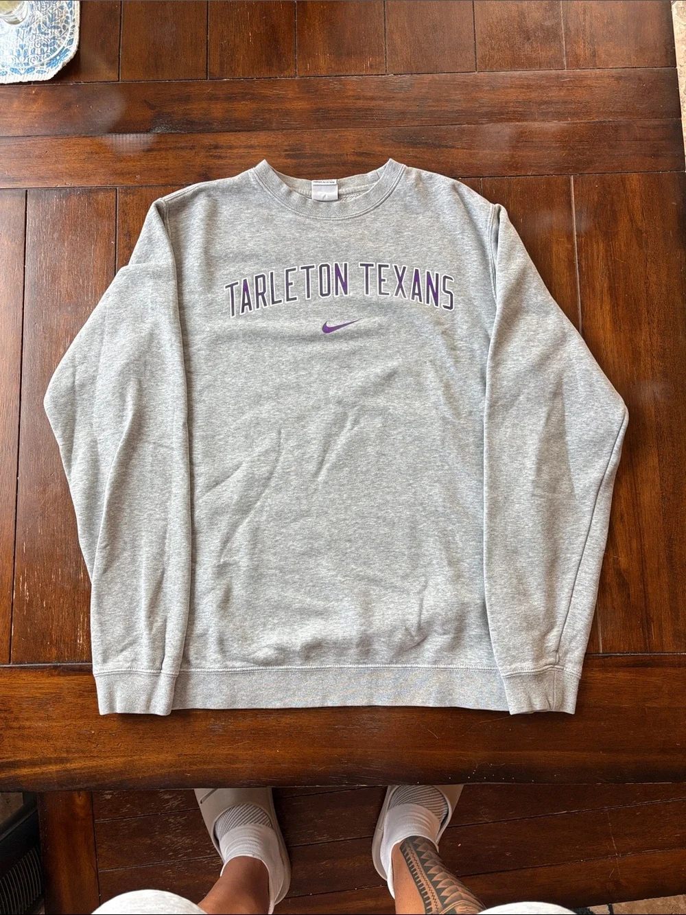 Nike Gray Tarleton Texans Crewneck with Purple Logo