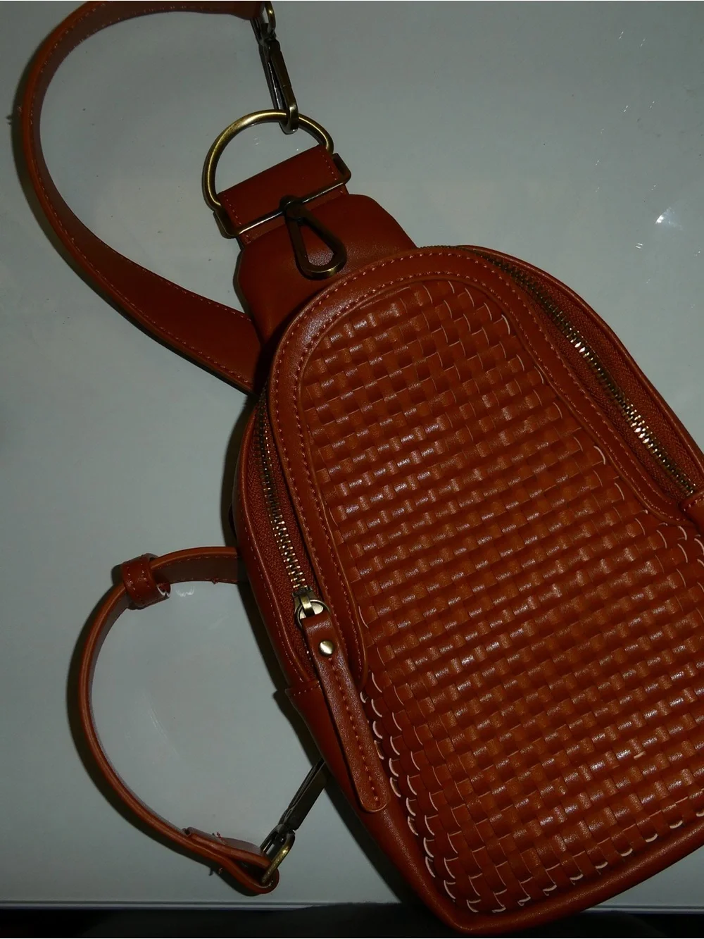Anthropologie Woven Crossbody Sling — Tan/Brown