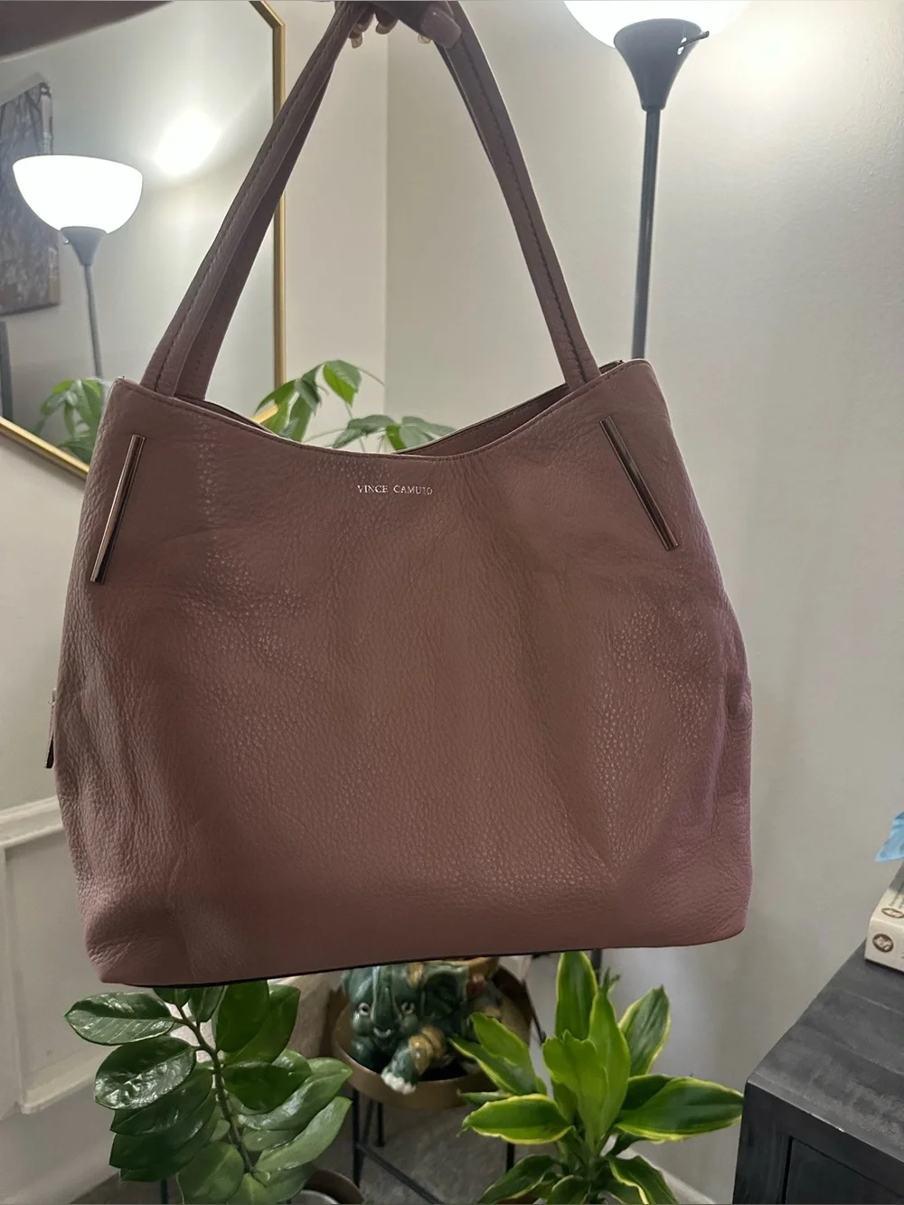 Vince Camuto Dusty Rose Soft Pebbled Leather Hobo Shoulder Bag