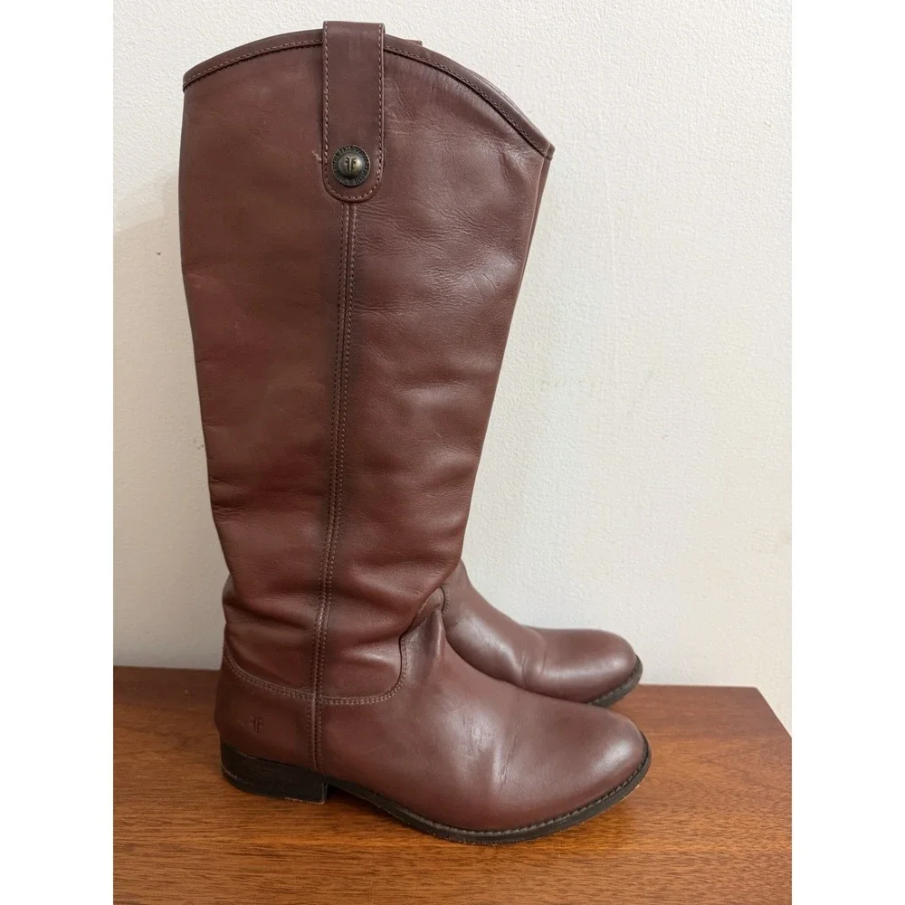 Frye Women's Melissa Lug Button Tall Riding Western Boot Leather Size 7M $398