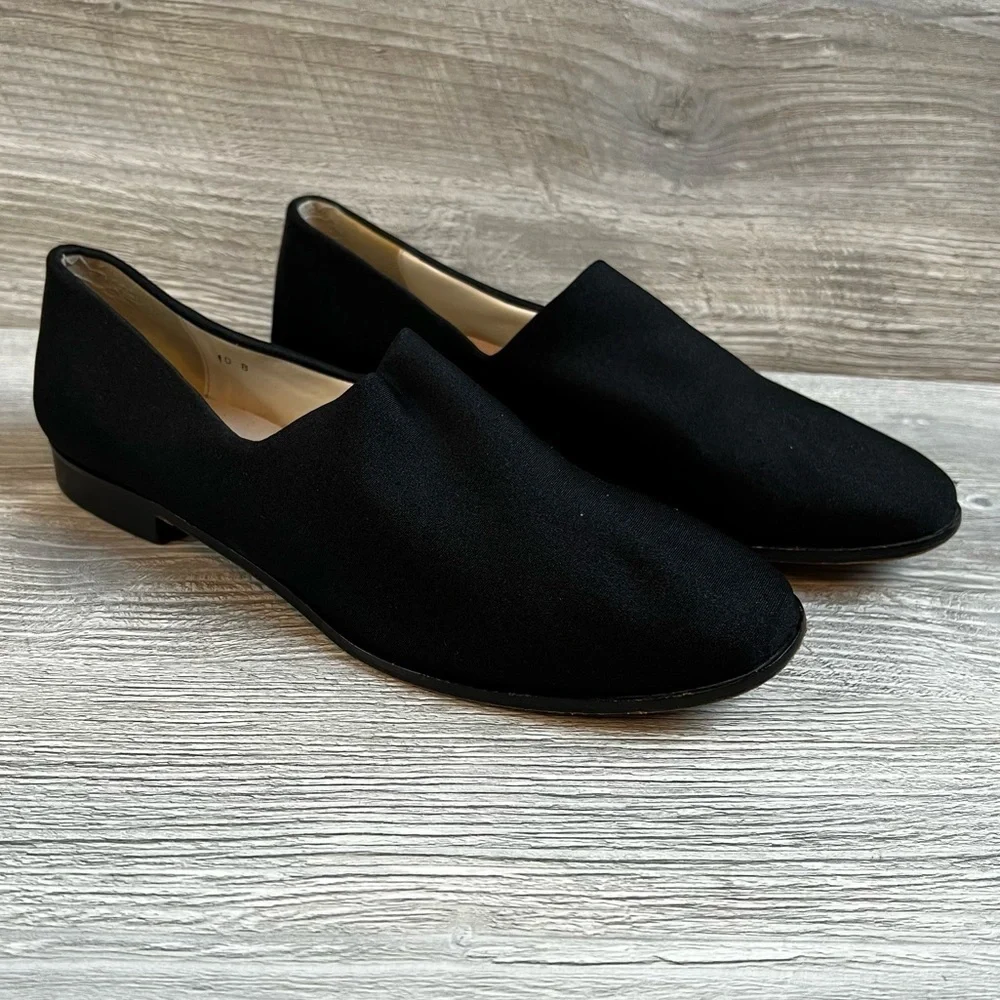 Clifford & Wills slip on black satin like shoes size 10