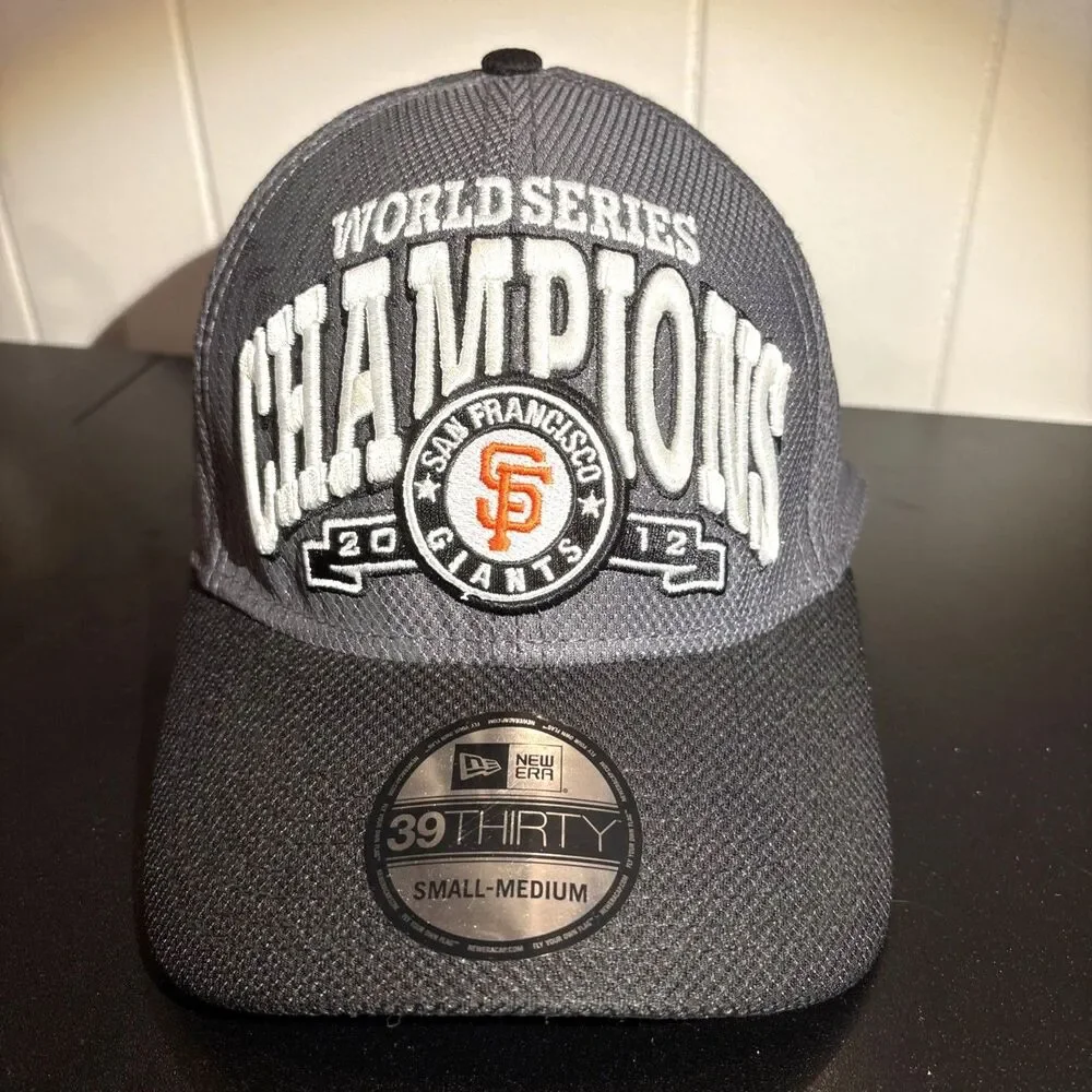 2012 SF Giants World Series Champs New Era 39THIRTY stretch fit hat Gray cap S/M