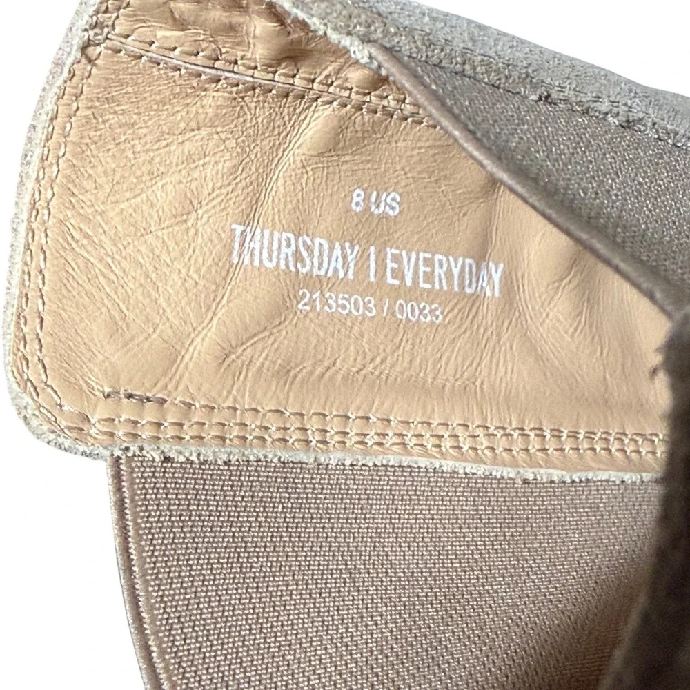Thursday Boot Soho Taupe Suede Square Toe Chelsea Boots Sand 8 Stacked Heel