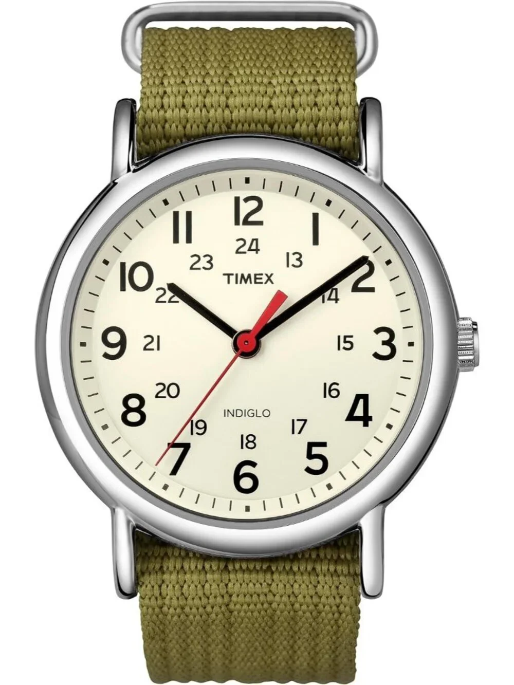 Unisex Green And Cream Analog Quartz Nylon Fabric Slip Adjustable Durable Watch