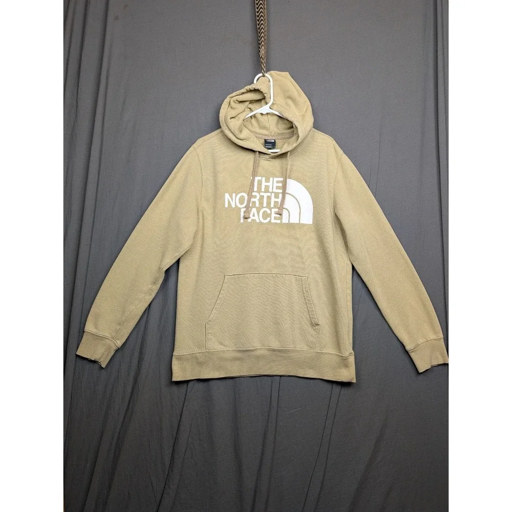 The North Face Fleece Hoodie‎ Tan Beige Graphic Logo Pullover Men's Size L