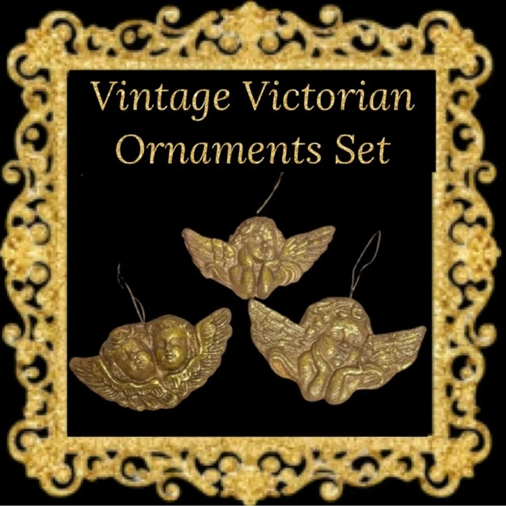Victorian Angel Ornaments Vintage Christmas Gold Cherubs Handcrafted Handmade