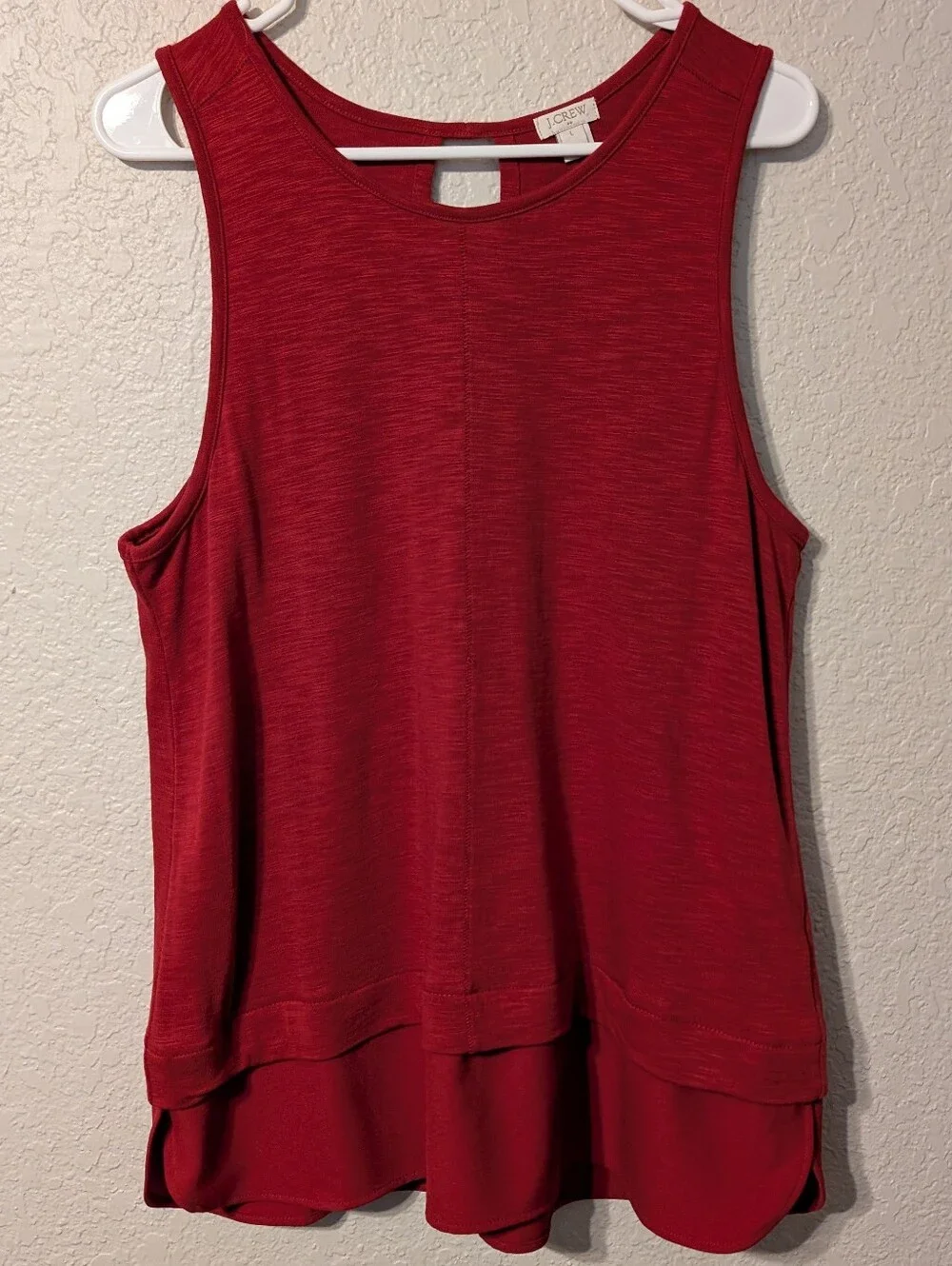 J.Crew Burgundy Red Swing Tank Top w/ Tiered Skirt & Keyhole Back, Size L
