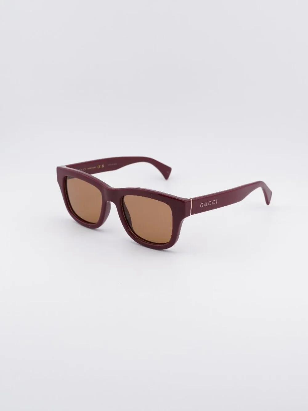 Gucci GG1135S 003 Sunglasses Burgundy Square Frame, Brown Lenses