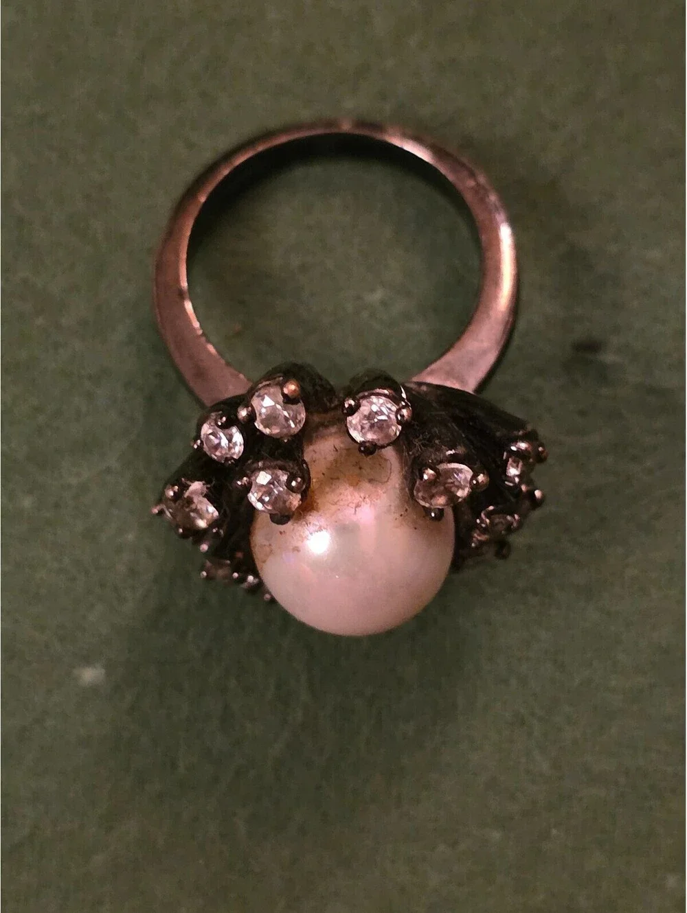 Park Lane Enchanted Ring Hematite, Pearl & Crystals - Sz 8