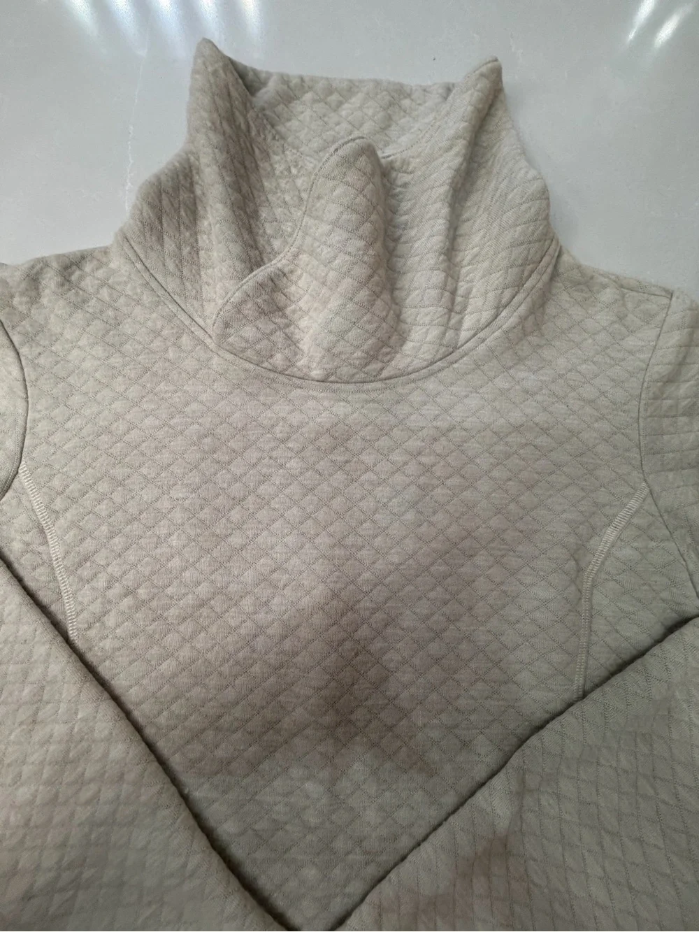 KÜHL Athena Quilted Cowl Neck Pullover Sweater Wool Blend Cream Dove, L