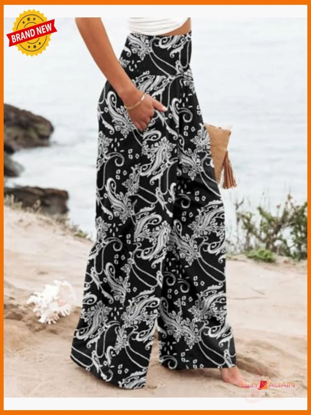 Womens High Waisted Wide Leg Palazzo Pants with Pockets Lounge