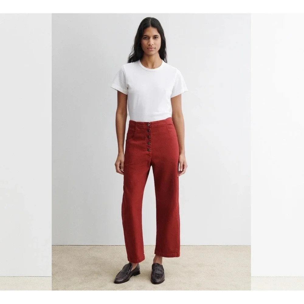 Rachel Comey Elkin Pants High Rise Wide Leg Cinch Back Pomona Overdye Paprika‎ 2