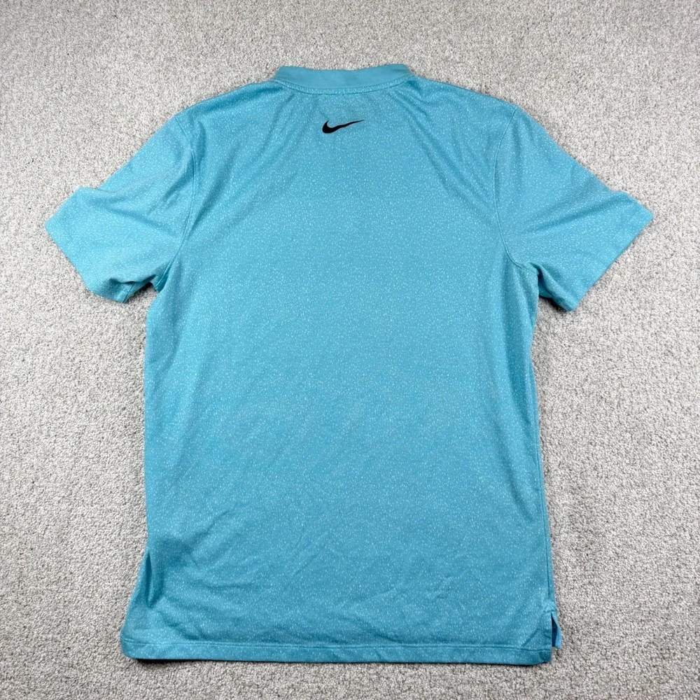 Nike Golf Polo Mens Medium Blue Dri-FIT Modern Fit Blade Collar‎ Stripe Shirt