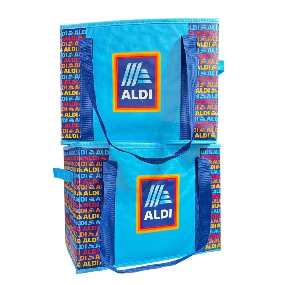 ALDI‎ Collapsible Box Bags 2 Pack 14x10x11 Blue Navy Colorful NWT