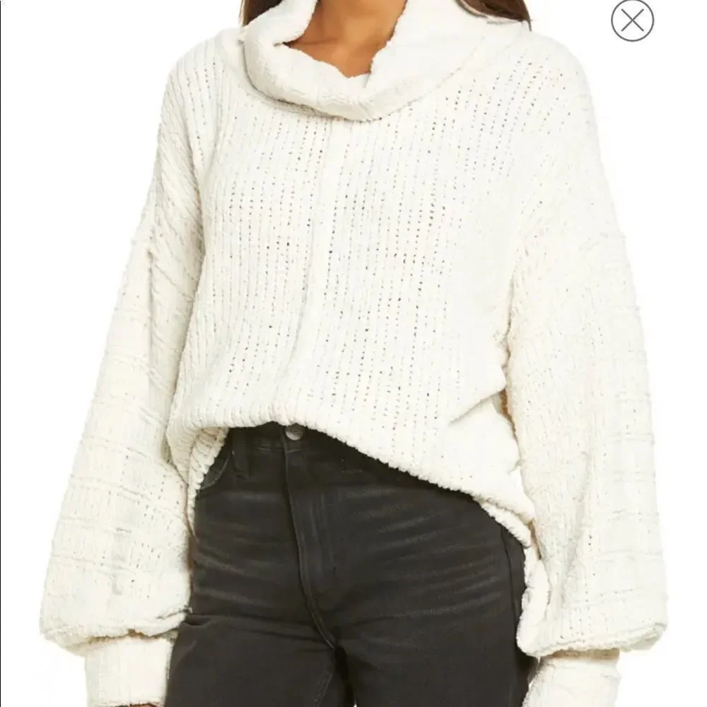 NEW Free People Be Yours Cowl Neck Sweater in Vanilla Bean XS