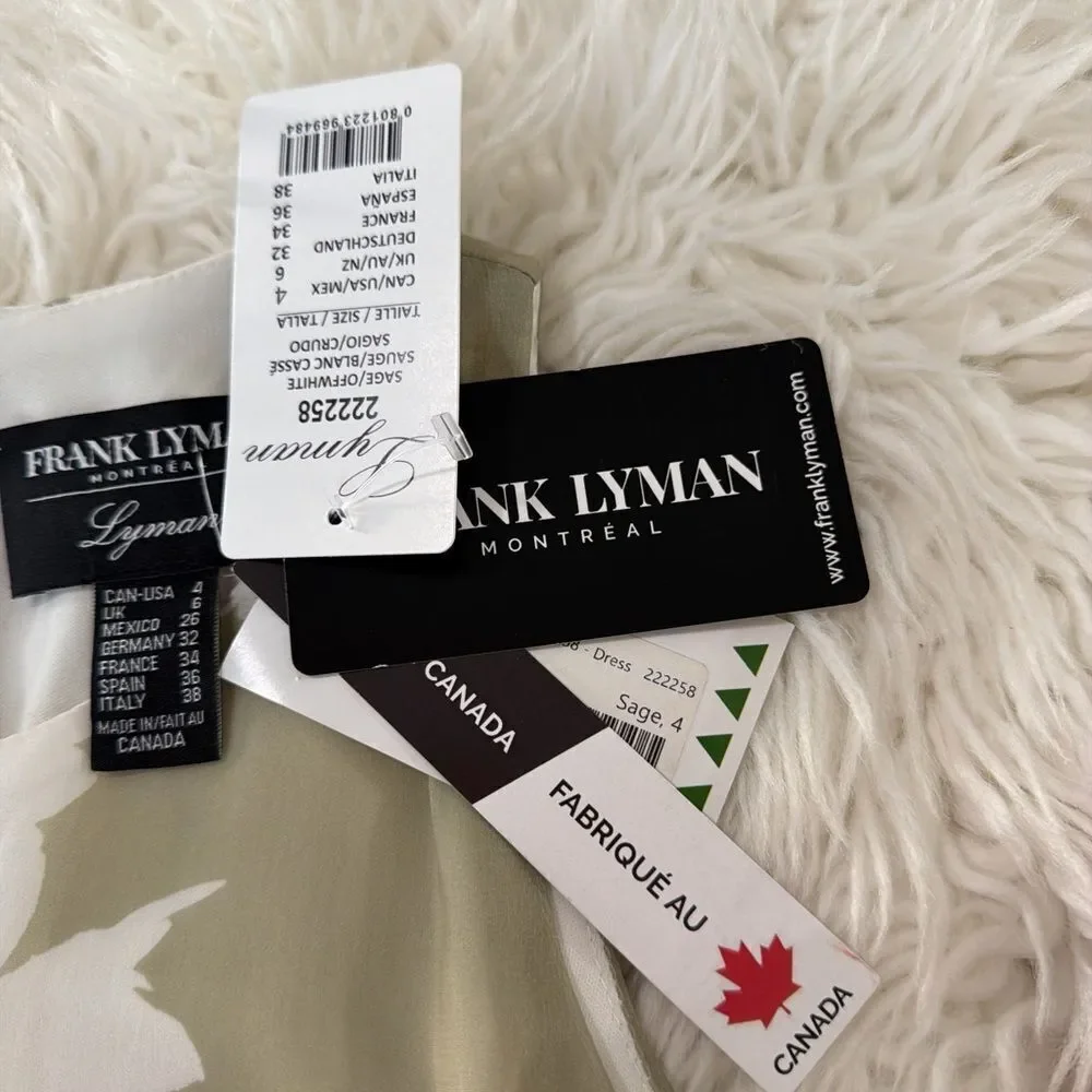 Frank Lyman Design Olive and White Floral Maxi Dress size 4 NWT
