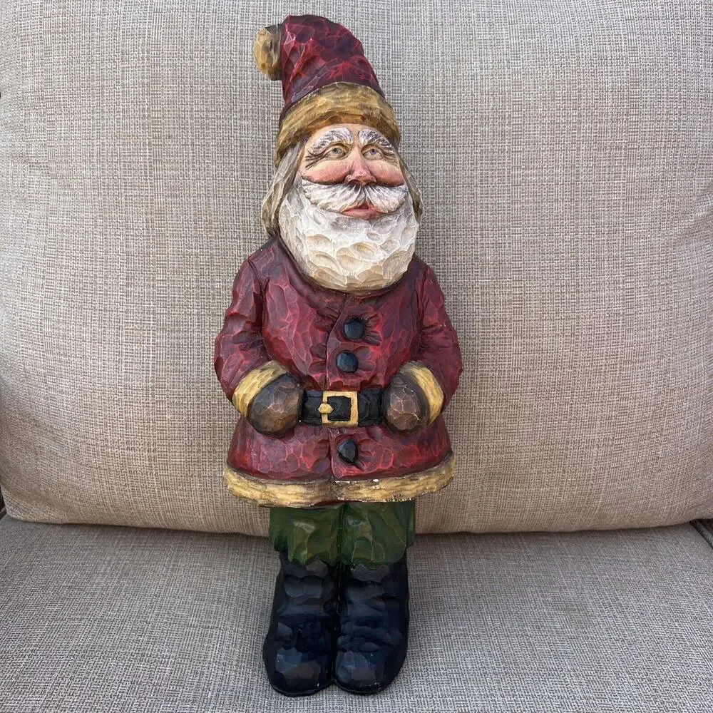 VTG Craig Kirkwood Signed Folk Art 15” Old World Santa Claus Hand Carved Wyoming