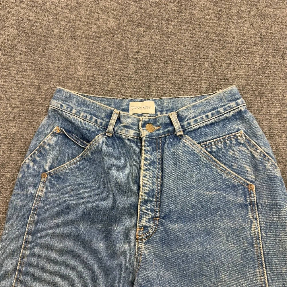 Vintage Calvin Klein Jeans Womens 13 Blue Cotton High Rise Tapered Mom 90s Retro