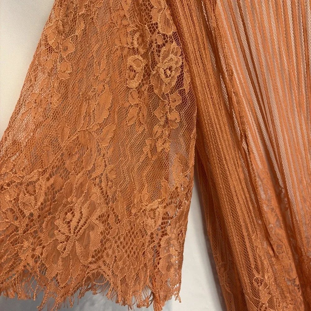 IRIS Long Lace Sheer Open Front Robe/Cover Up/Kimono Large Floral Romantic Large