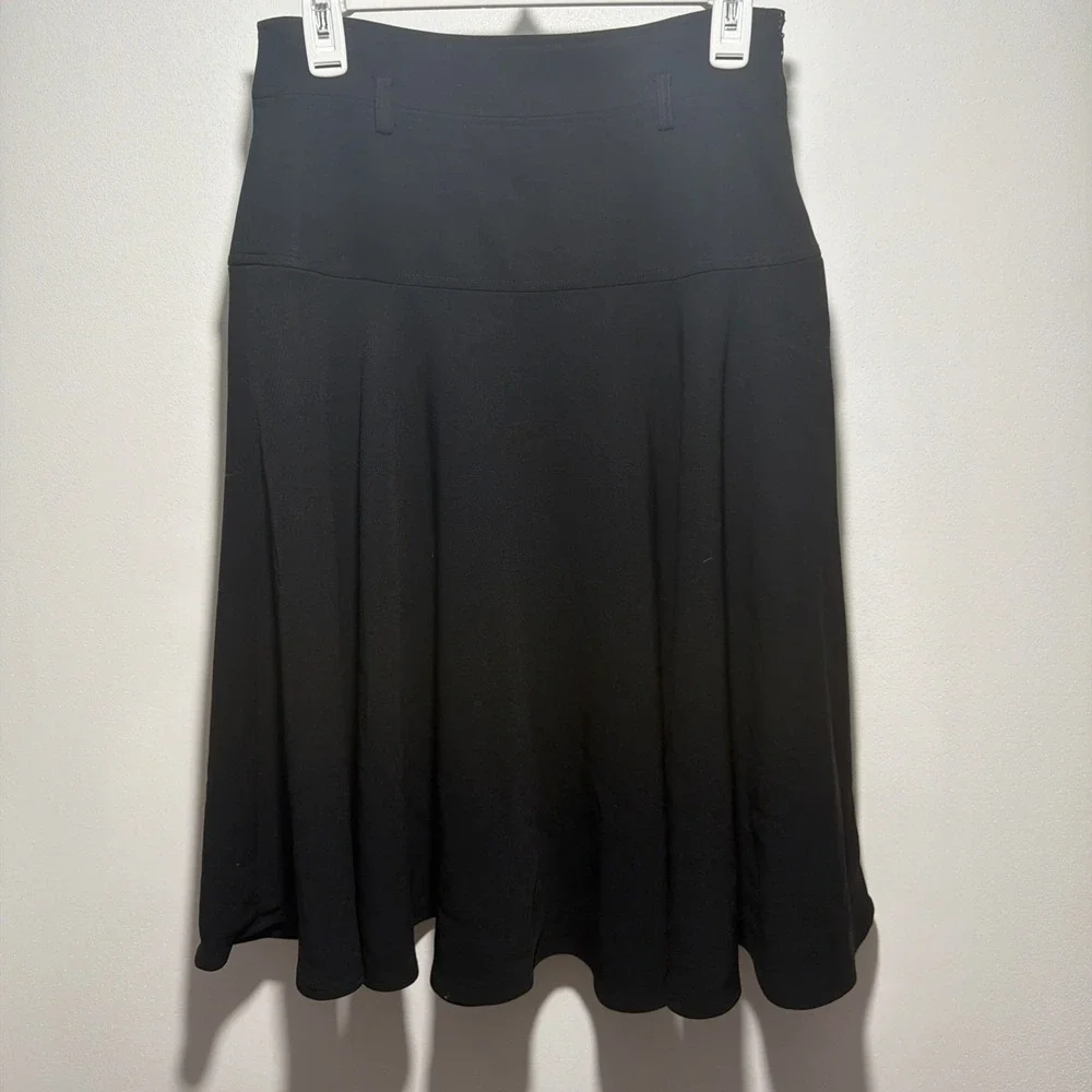 Calvin Klein Women's A-Line Flared Lux Midi Skirt Black Sz 2