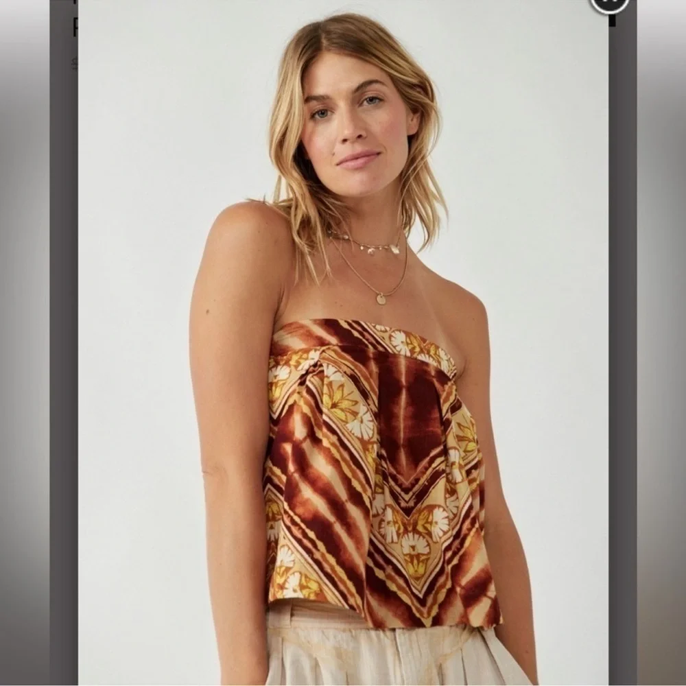 NWT FREE PEOPLE KENDRA PRINTED TOP Size XL