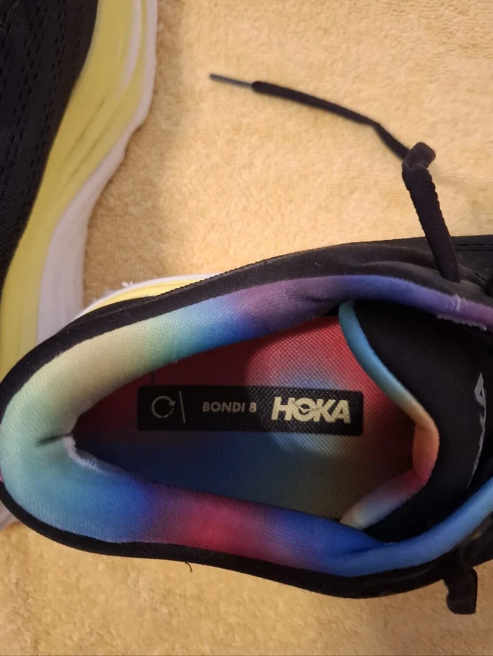 Hoka One One black rainbow