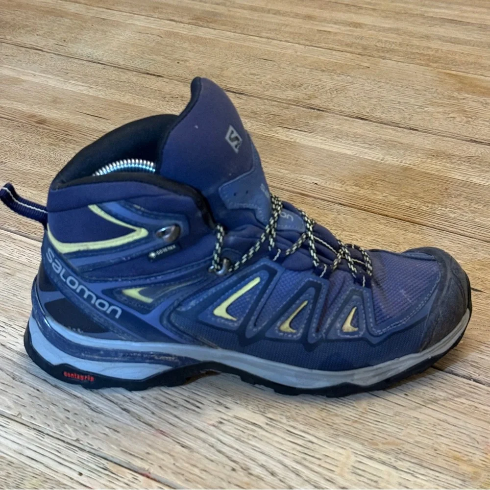 Salomon X Ultra 3 Mid Top‎ GTX Womens 9 Blue Hiking Boots 398691 READ