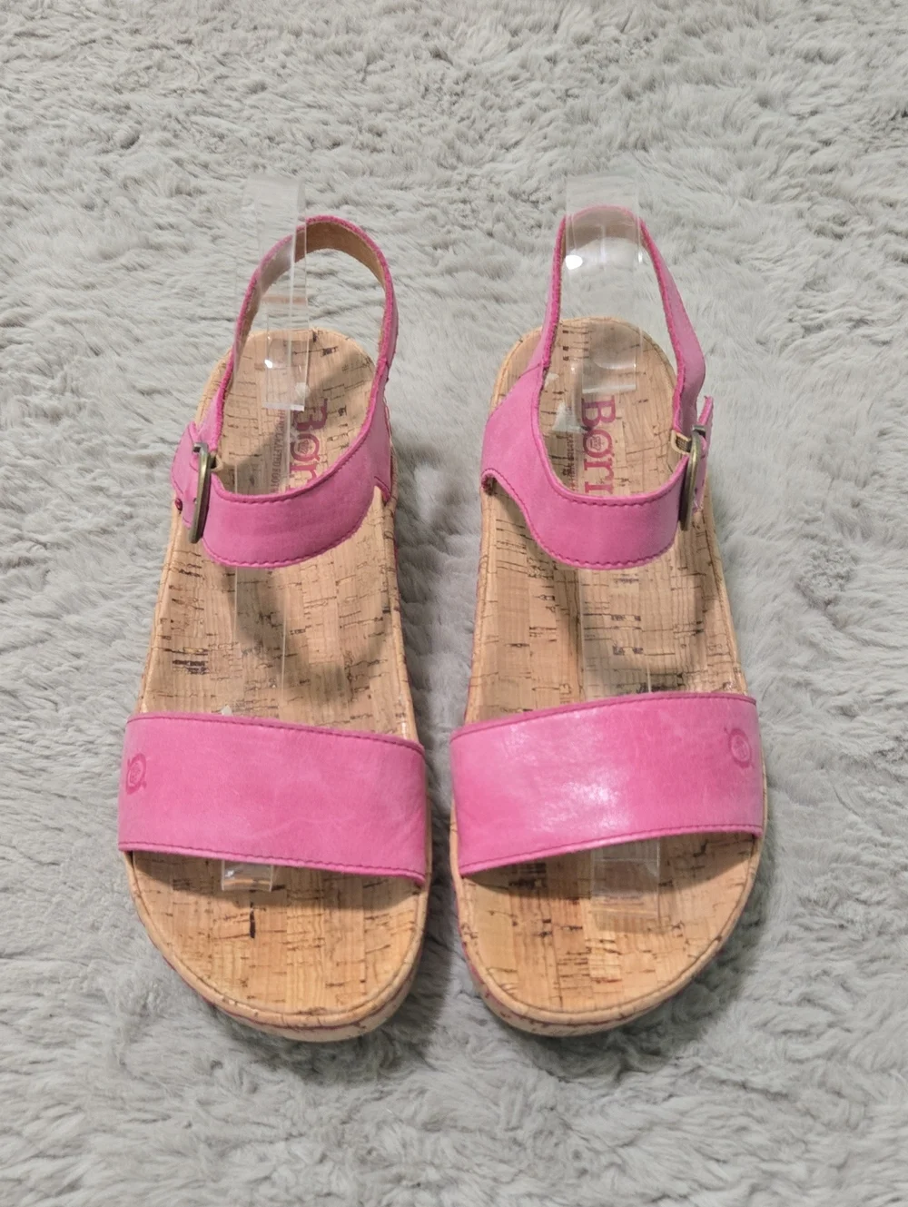 Born Sari bubblegum pink colorway cork platform sandals adjustable strap size 9