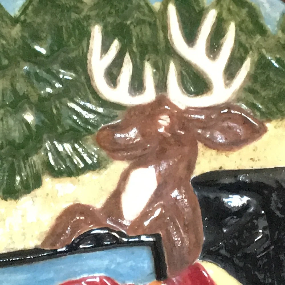 Handcrafted 3D Bas-Relief Deer Bagged