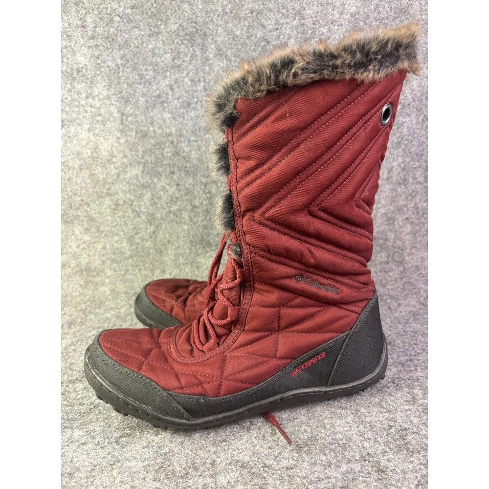 Columbia Minx Mid‎ III Snow Boots Womens 10 Burgundy Waterproof Faux Fur