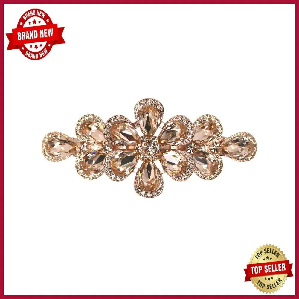 Rhinestone Crystal Floral Hair Barrette Clip 3