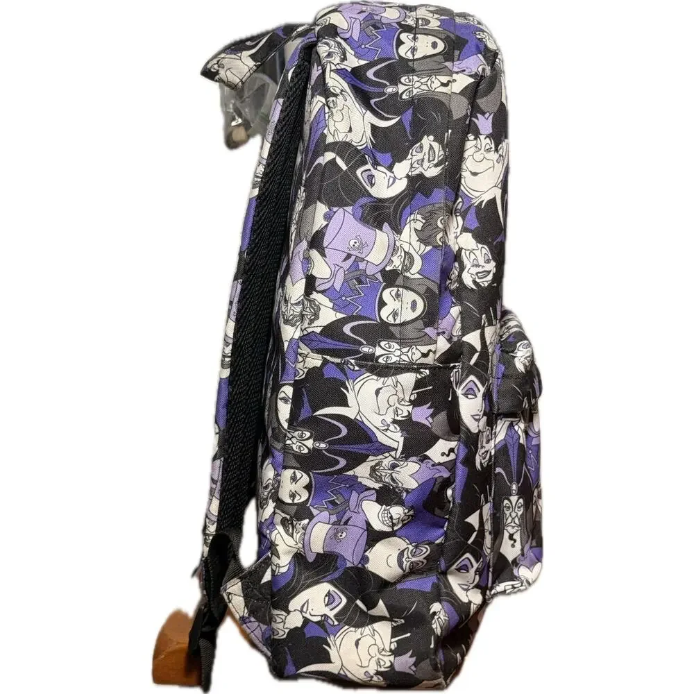 Loungefly Disney Villains Purple Canvas Backpack Full Size Laptop Bag As Is