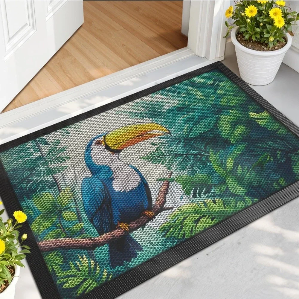 Doormat Unisex Toucan Tropical Jungle Bird Multicolor‎ NEW