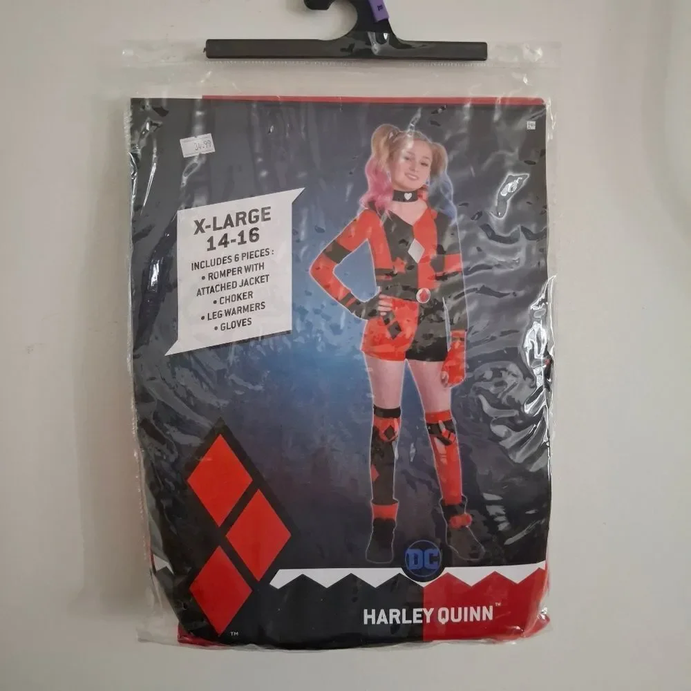 DC Harley Quinn Halloween Costume Romper Cosplay Dress Up Girls NEW