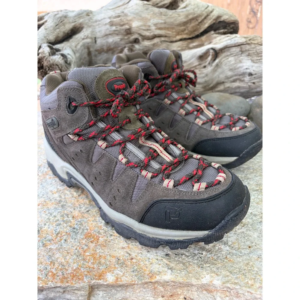 Propet Ridge Walker Mens 9.5 3E Brown Hiking Boots‎ Leather Side Zip M6026