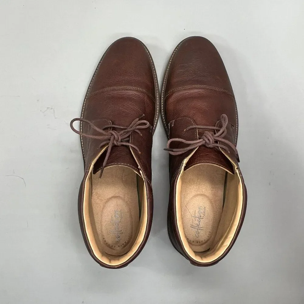Clarks Grandin‎ Top Chukka Boots Men's 13 Brown Leather Cap Toe Lace Up Casual