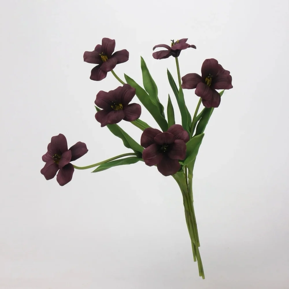 Bundle Of 3 Real Touch Brownie Tulip Stems – Burgundy-18.9