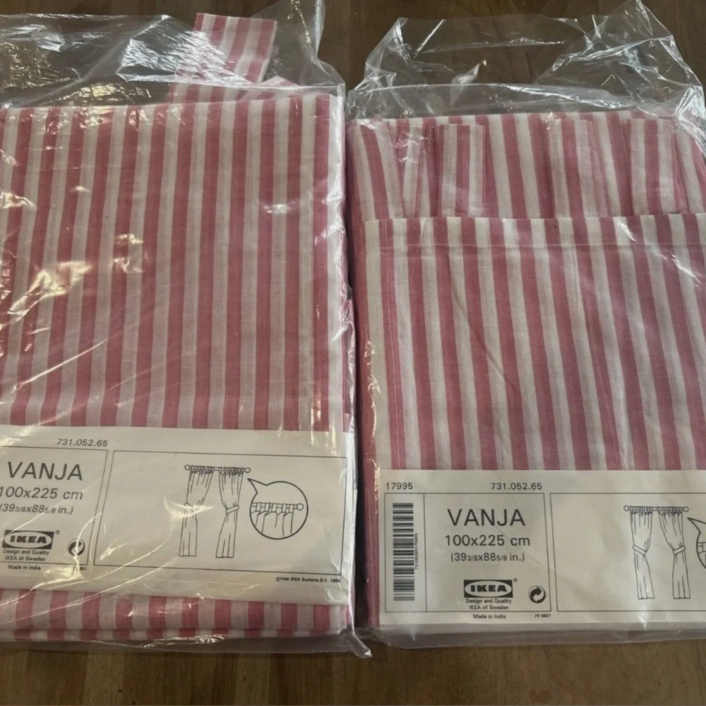 IKEA white pink stripes