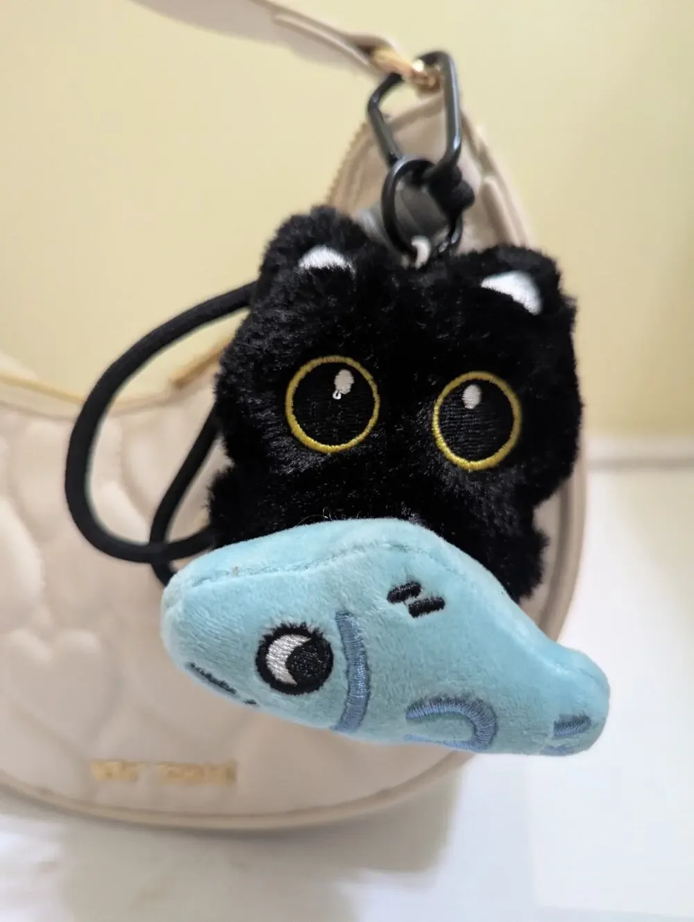 Plush Cat Blue Fish Keychain Bag Pendant Doll Backpack Charm Accessory Gift