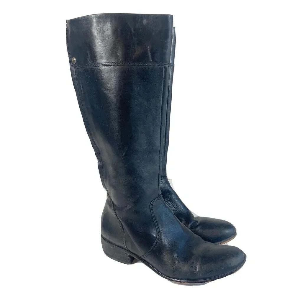 Corso Como Knee High Riding Boots Womens‎ Size 7 M Black Leather Equestrian Zip